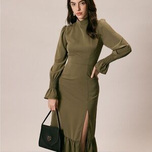 RIHOAS Chic Olive Long Sleeve Dress